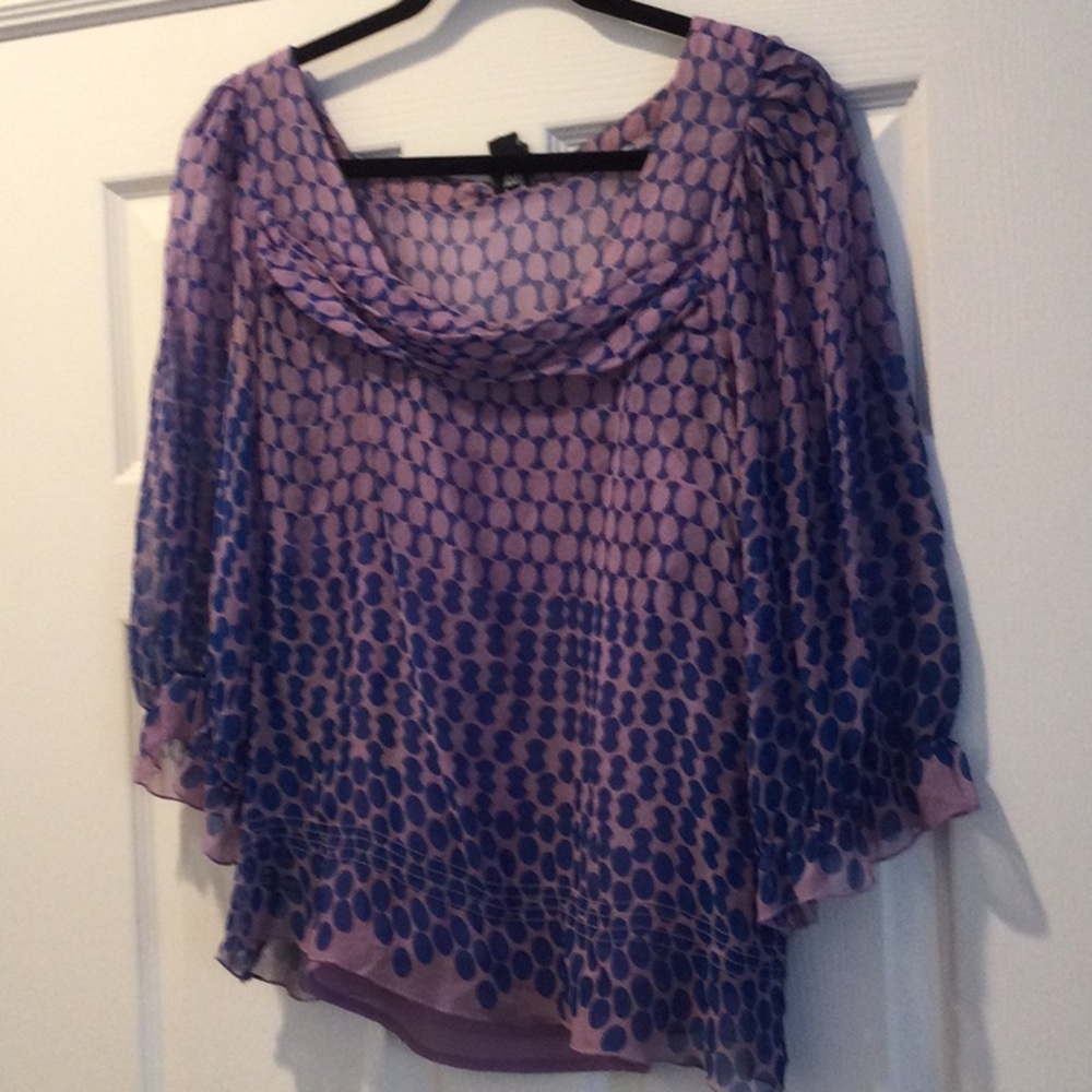 Rayon sheer top with purple tank attached blousy sleeves